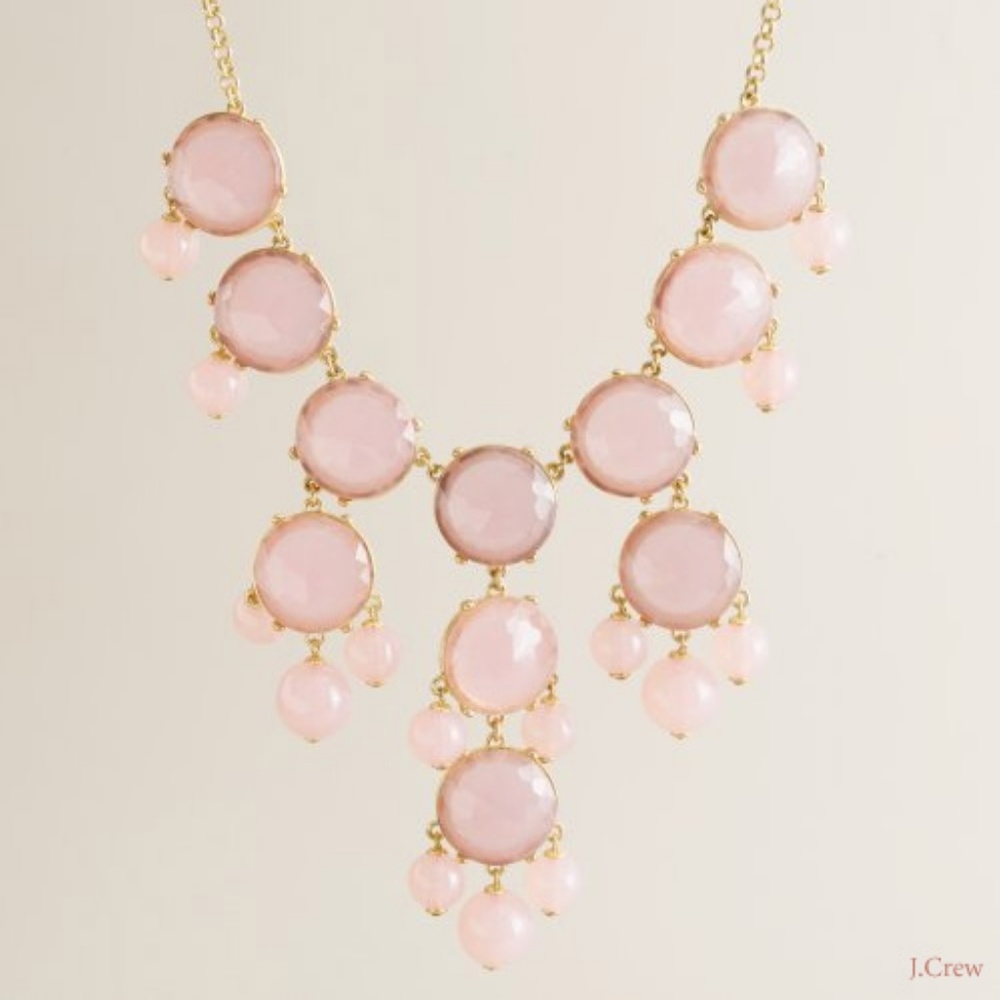Jcrew pink rose crystal bubble statement necklace